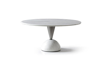 60" White And Black Marble And Stainless Steel Pedestal Base Round Top Dining Table HomeRoots