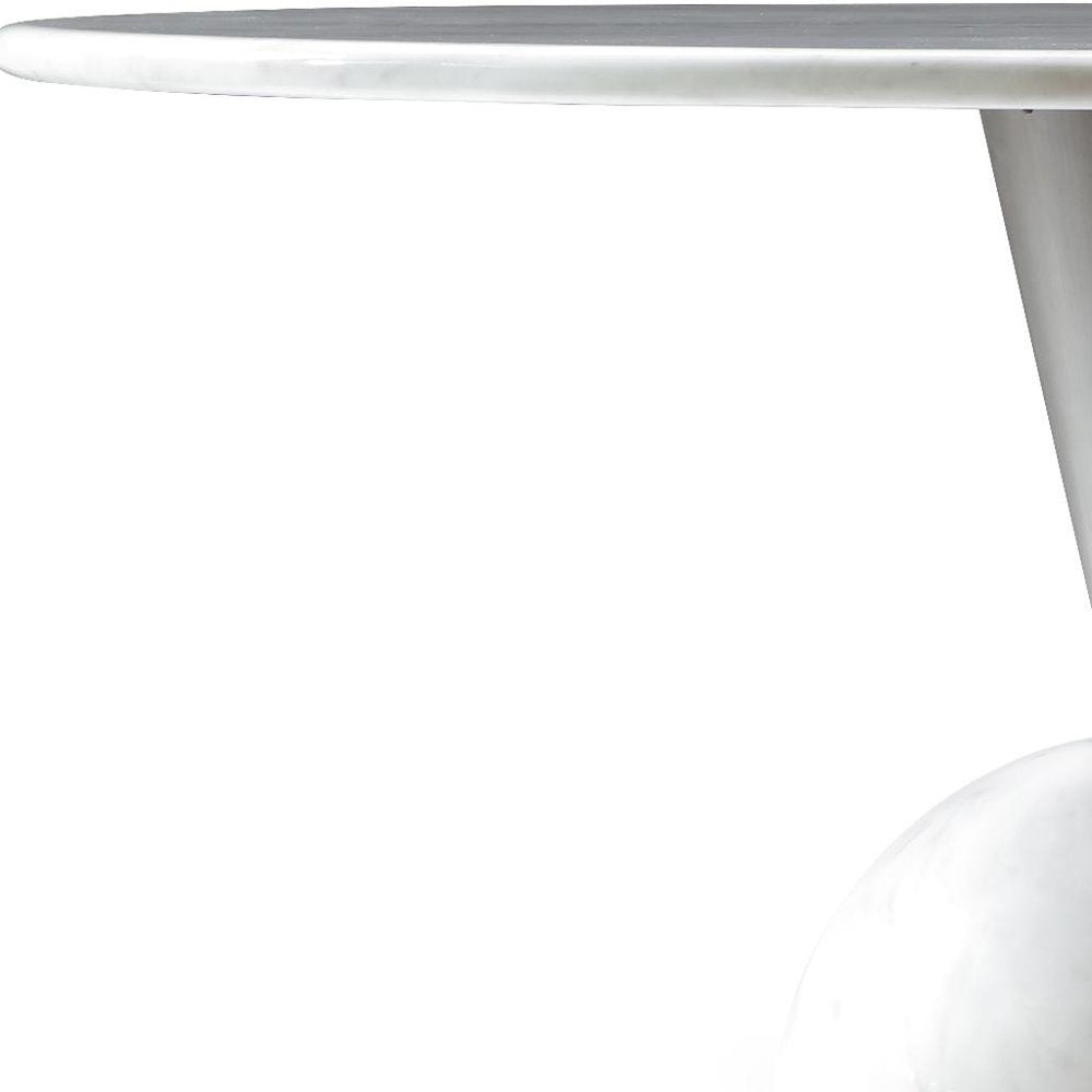 60" White And Black Marble And Stainless Steel Pedestal Base Round Top Dining Table HomeRoots