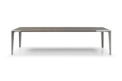 118" Light Gray And Nickel Wood And Stainless Steel Dining Table HomeRoots