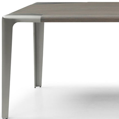 118" Light Gray And Nickel Wood And Stainless Steel Dining Table HomeRoots