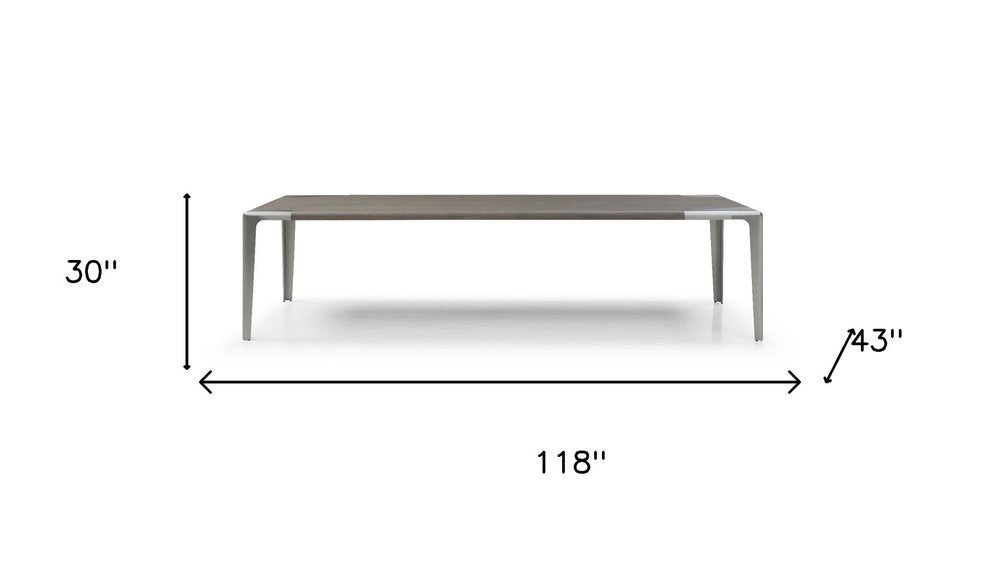 118" Light Gray And Nickel Wood And Stainless Steel Dining Table — view 7