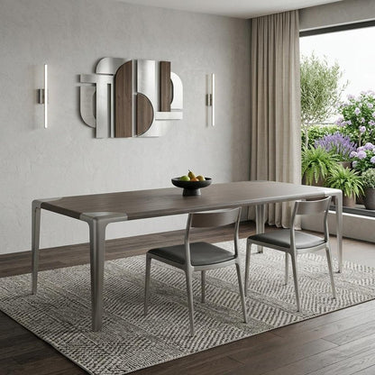 118" Light Gray And Nickel Wood And Stainless Steel Dining Table HomeRoots