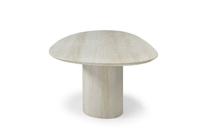 95" Beige Marble Pedestal Base Oval Dining Table HomeRoots