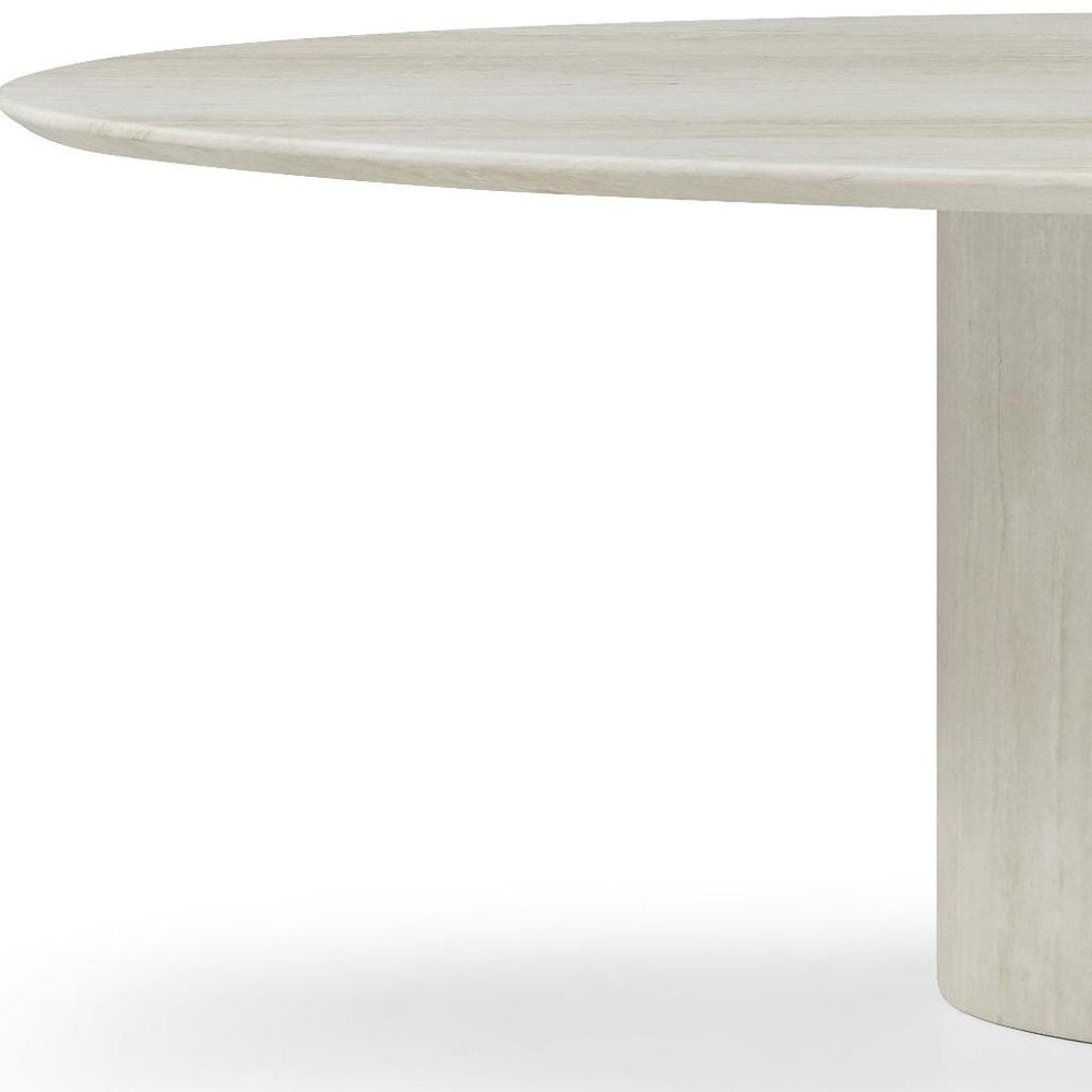 95" Beige Marble Pedestal Base Oval Dining Table — view 5