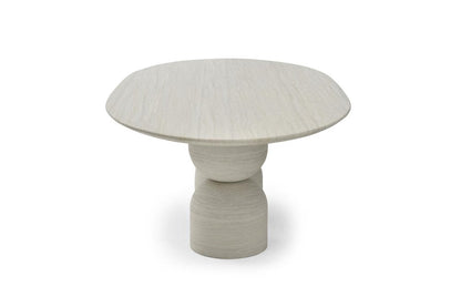 94" Beige Marble Double Pedestal Base Oval Dining Table