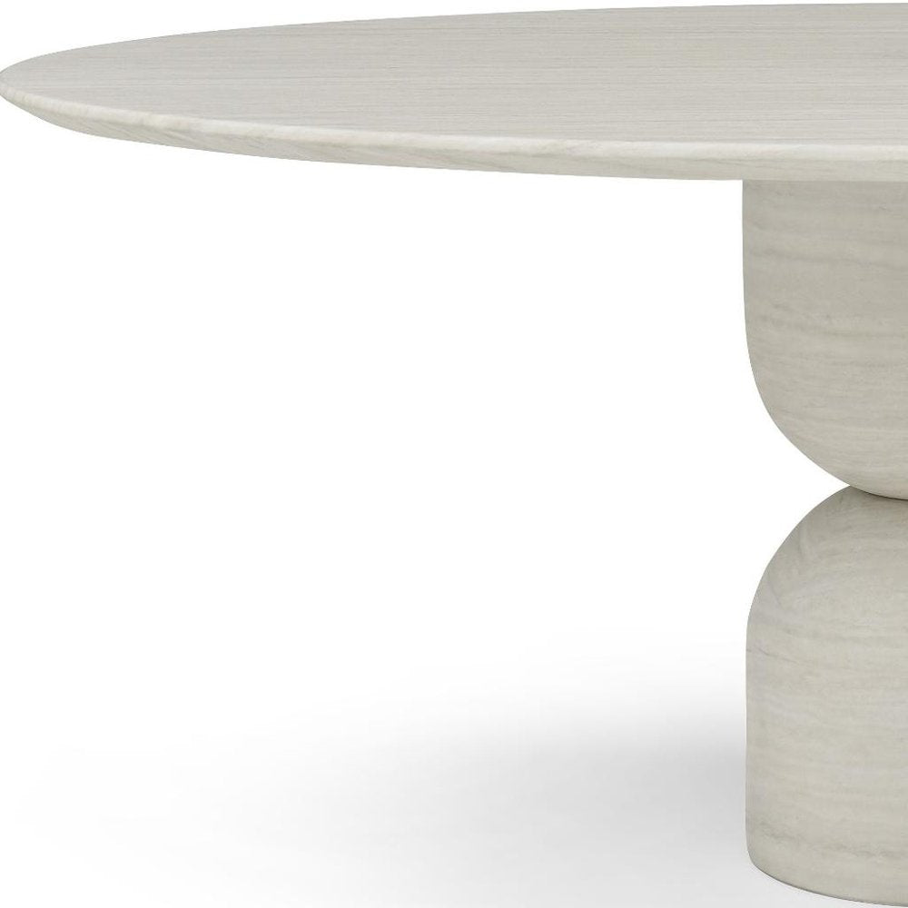 94" Beige Marble Double Pedestal Base Oval Dining Table — view 5