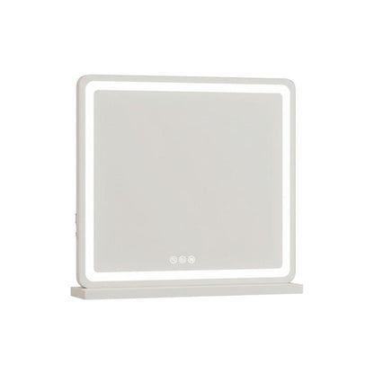 22" Lighted Freestanding Frameless Makeup Shaving Tabletop Mirror With USB HomeRoots