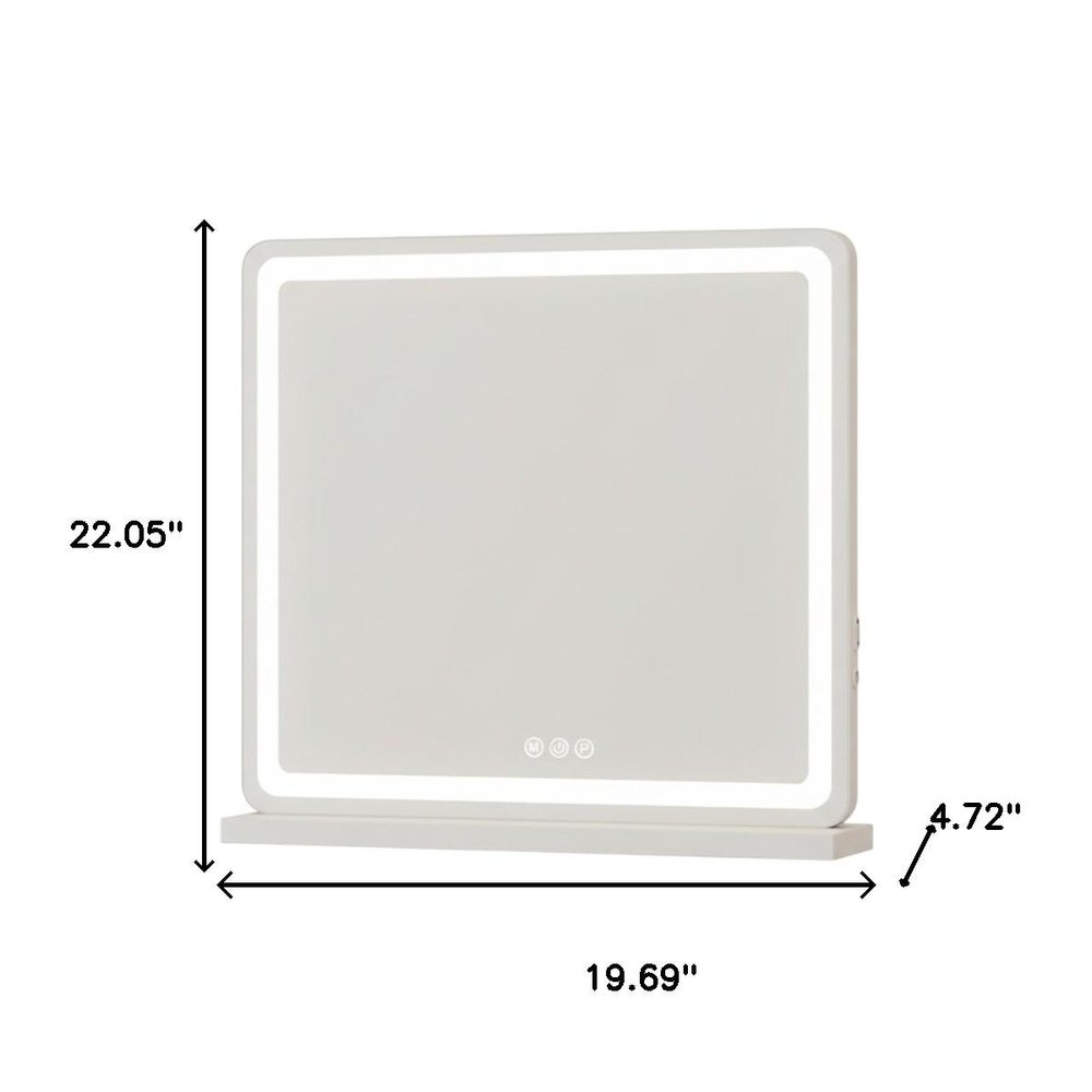 22" Lighted Freestanding Frameless Makeup Shaving Tabletop Mirror With USB HomeRoots