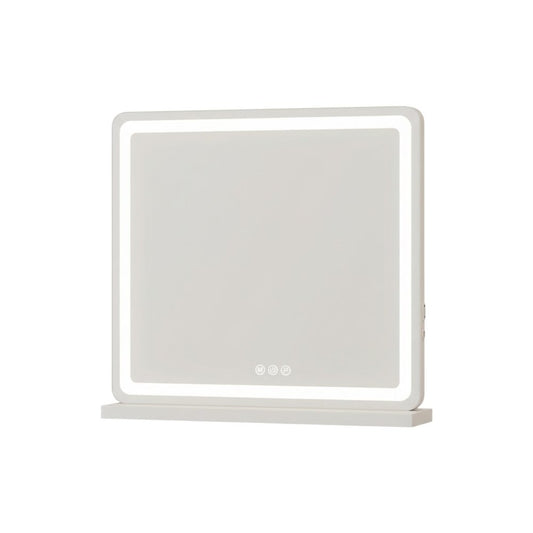 22" Lighted Freestanding Frameless Makeup Shaving Tabletop Mirror With USB HomeRoots