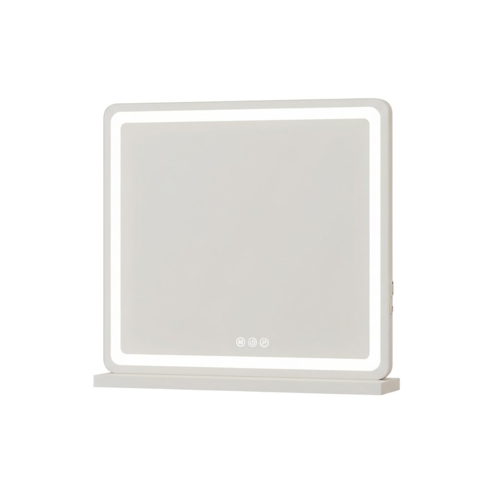 22" Lighted Freestanding Frameless Makeup Shaving Tabletop Mirror With USB HomeRoots