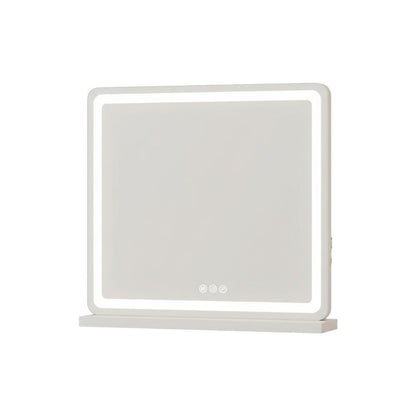 22" Lighted Freestanding Frameless Makeup Shaving Tabletop Mirror With USB HomeRoots
