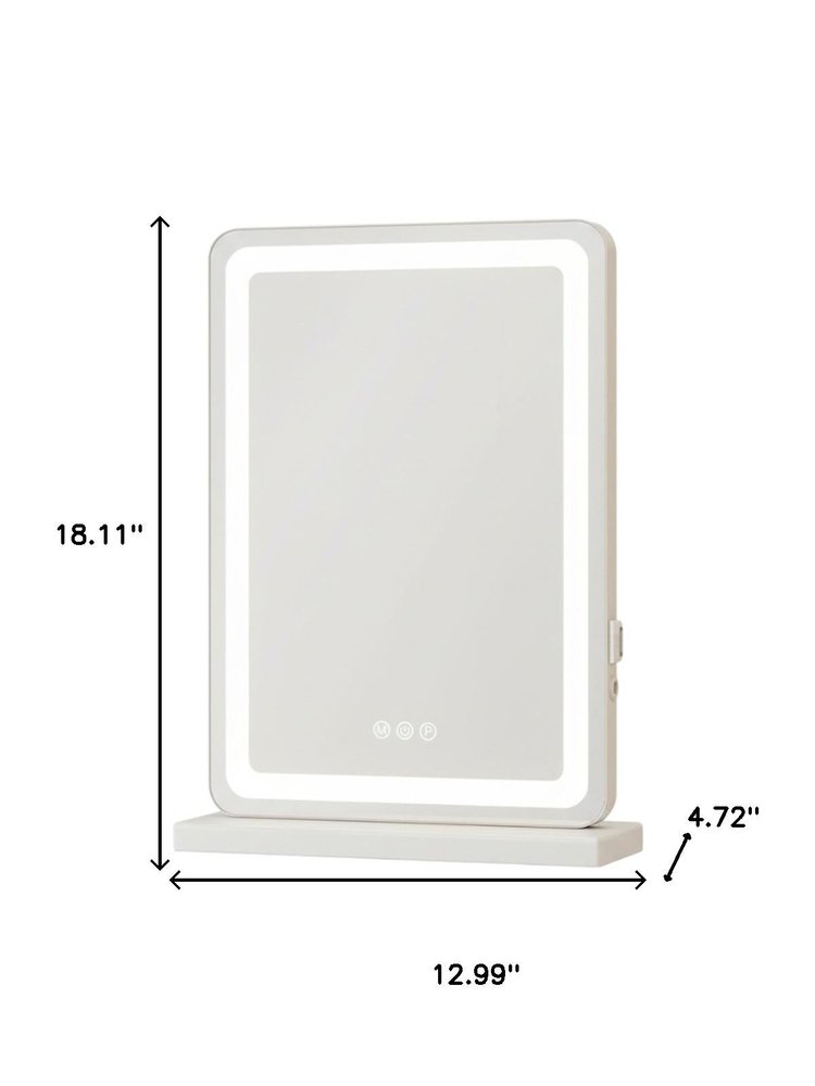 18" Lighted Freestanding Frameless Makeup Shaving Tabletop Mirror With USB HomeRoots