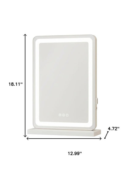 18" Lighted Freestanding Frameless Makeup Shaving Tabletop Mirror With USB HomeRoots