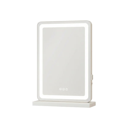 18" Lighted Freestanding Frameless Makeup Shaving Tabletop Mirror With USB HomeRoots
