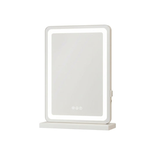 18" Lighted Freestanding Frameless Makeup Shaving Tabletop Mirror With USB HomeRoots