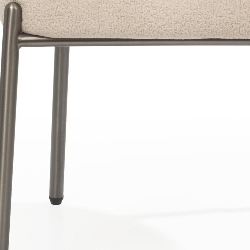 Beige and Gunmetal Boucle and Steel Dining Arm Chair — view 6