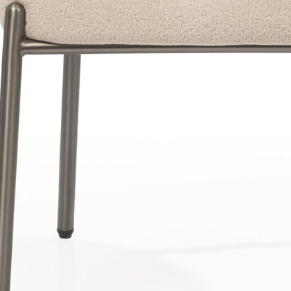 Beige and Gunmetal Boucle and Steel Dining Arm Chair HomeRoots