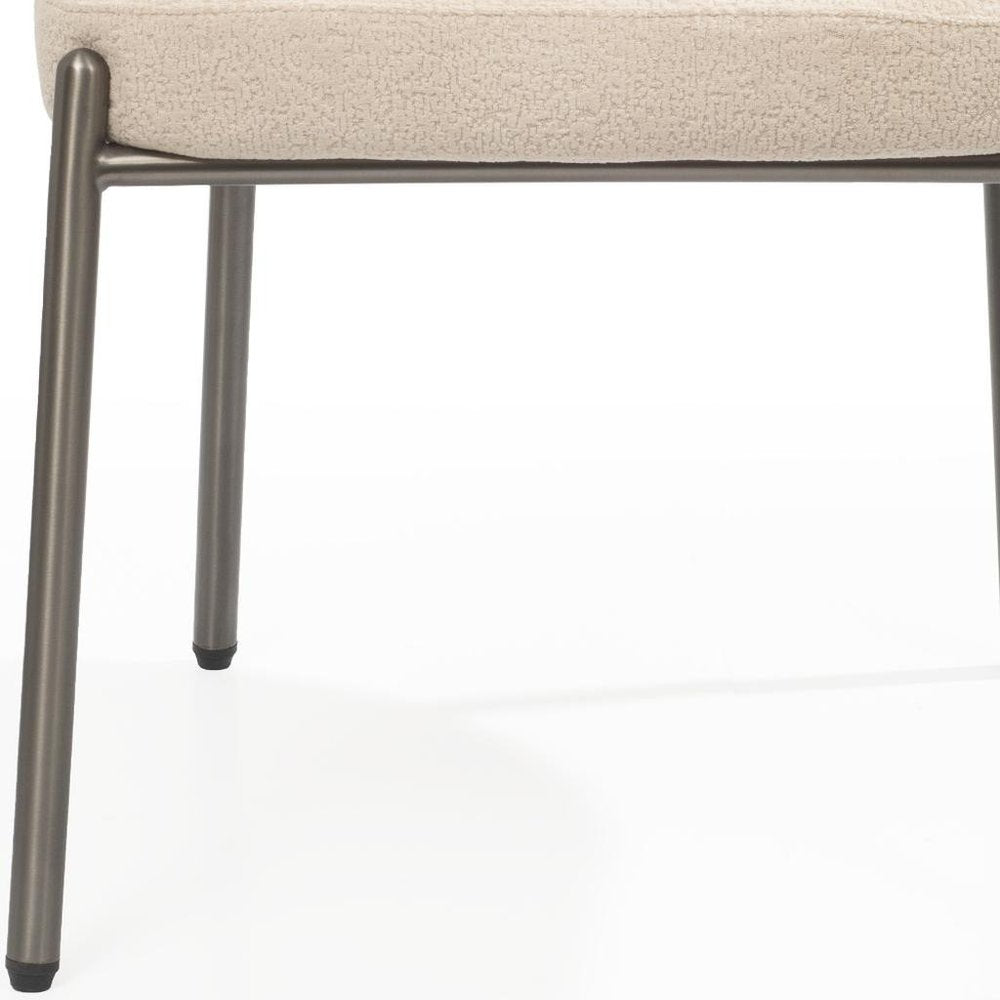 Beige and Gunmetal Boucle and Steel Dining Arm Chair — view 7