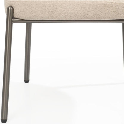 Beige and Gunmetal Boucle and Steel Dining Arm Chair HomeRoots