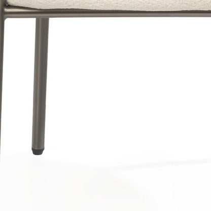 Beige and Gunmetal Boucle and Steel Dining Arm Chair HomeRoots