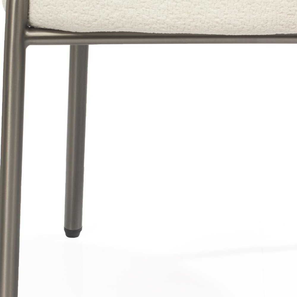 Beige and Gunmetal Boucle and Steel Dining Arm Chair HomeRoots