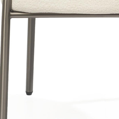 Beige and Gunmetal Boucle and Steel Dining Arm Chair HomeRoots