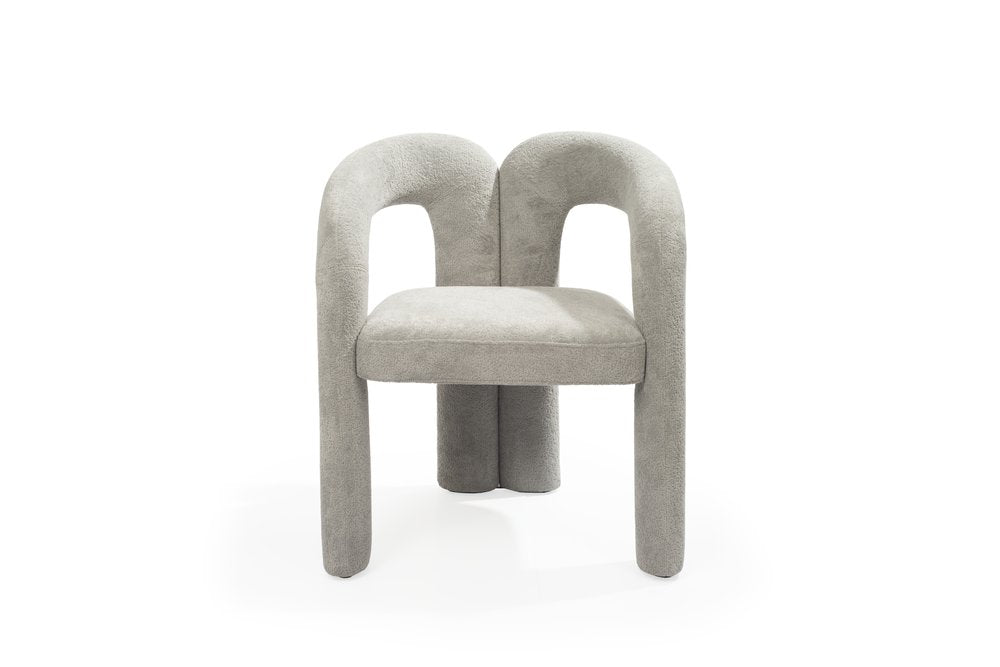 Dark Gray Boucle Partially Open Back Dining Arm Chair HomeRoots