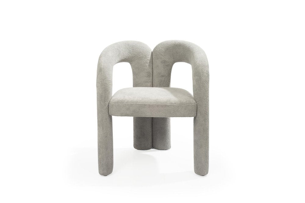 Dark Gray Boucle Partially Open Back Dining Arm Chair HomeRoots
