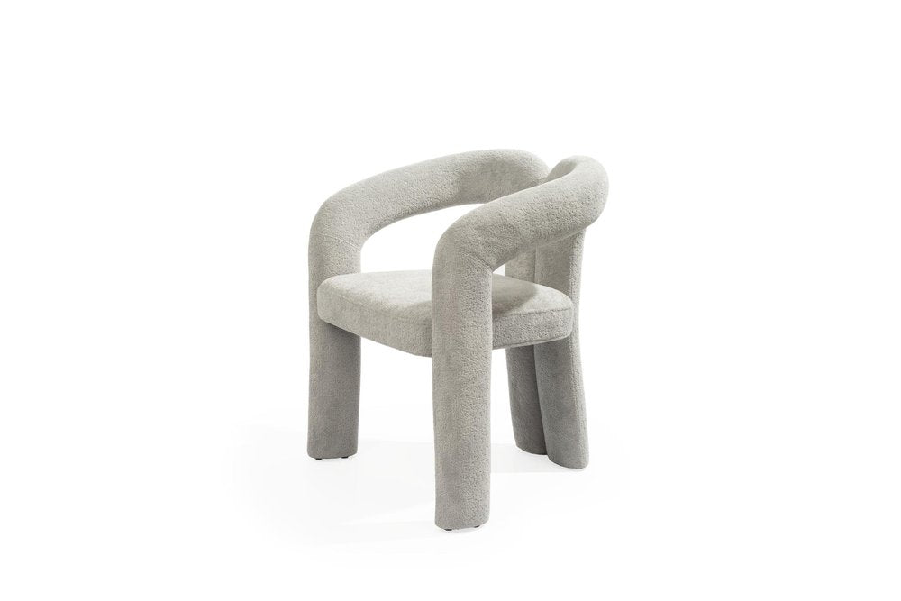 Dark Gray Boucle Partially Open Back Dining Arm Chair HomeRoots