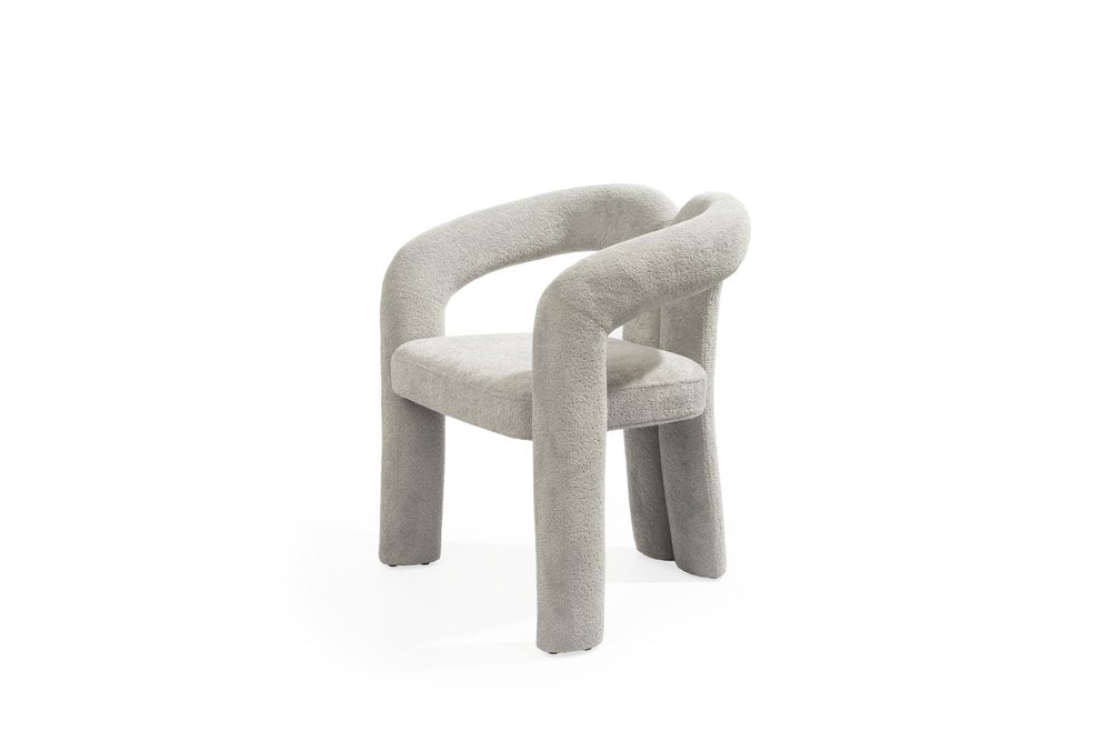 Dark Gray Boucle Partially Open Back Dining Arm Chair HomeRoots