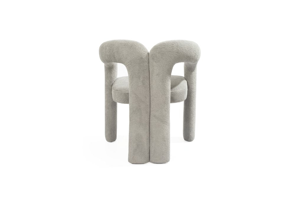 Dark Gray Boucle Partially Open Back Dining Arm Chair HomeRoots