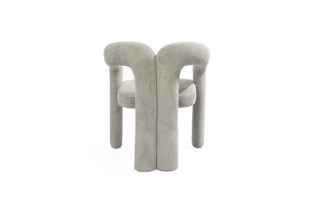 Dark Gray Boucle Partially Open Back Dining Arm Chair HomeRoots