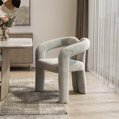 Dark Gray Boucle Partially Open Back Dining Arm Chair HomeRoots