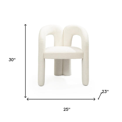 White Boucle Partially Open Back Dining Arm Chair HomeRoots