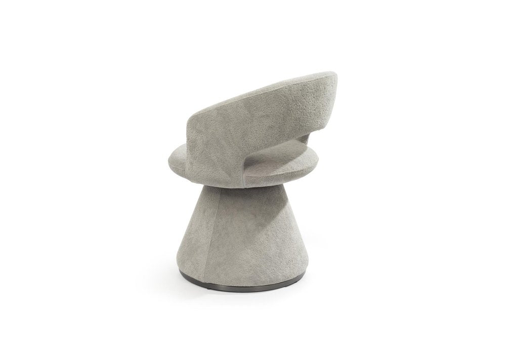 Dark Gray Boucle Partially Open Back Swivel Dining Arm Chair HomeRoots