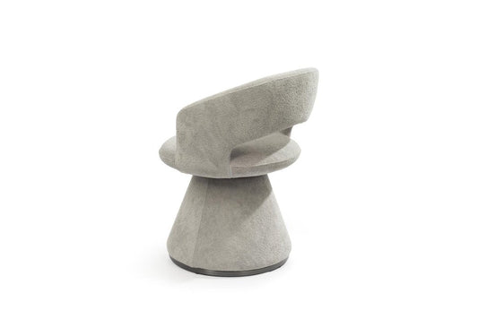 Dark Gray Boucle Partially Open Back Swivel Dining Arm Chair HomeRoots