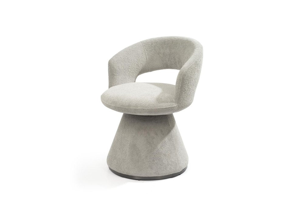Dark Gray Boucle Partially Open Back Swivel Dining Arm Chair HomeRoots