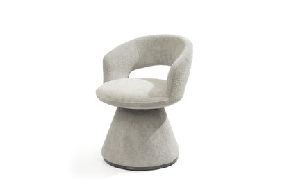 Dark Gray Boucle Partially Open Back Swivel Dining Arm Chair HomeRoots