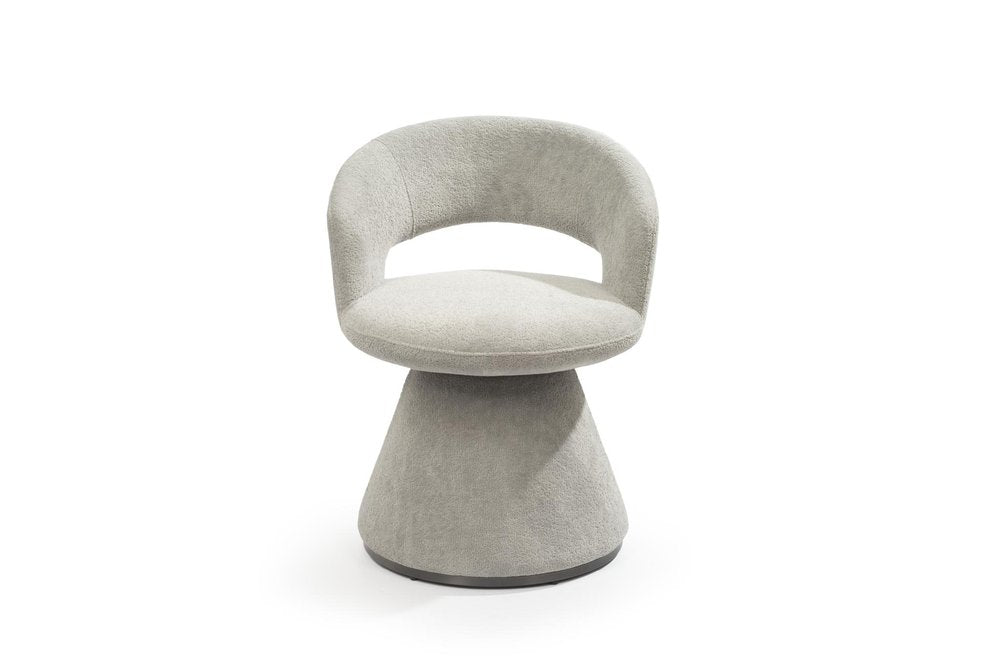 Dark Gray Boucle Partially Open Back Swivel Dining Arm Chair HomeRoots
