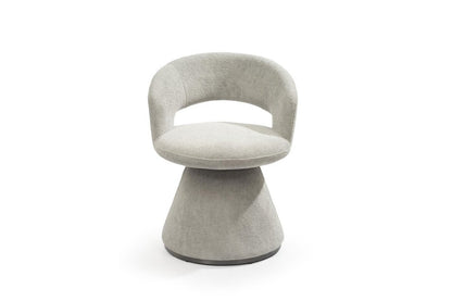 Dark Gray Boucle Partially Open Back Swivel Dining Arm Chair HomeRoots