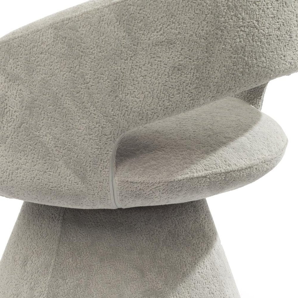 Dark Gray Boucle Partially Open Back Swivel Dining Arm Chair HomeRoots