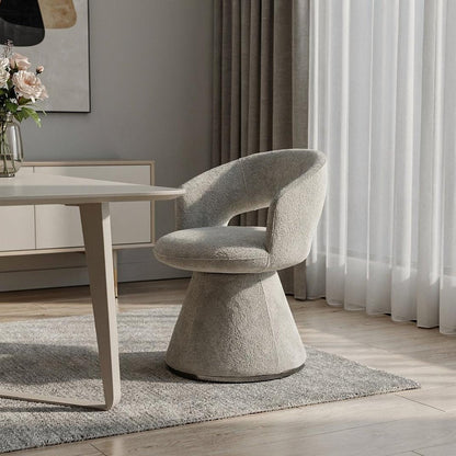 Dark Gray Boucle Partially Open Back Swivel Dining Arm Chair HomeRoots