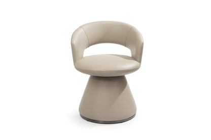 Gray Faux Leather and Steel Open Back Swivel Dining Arm Chair