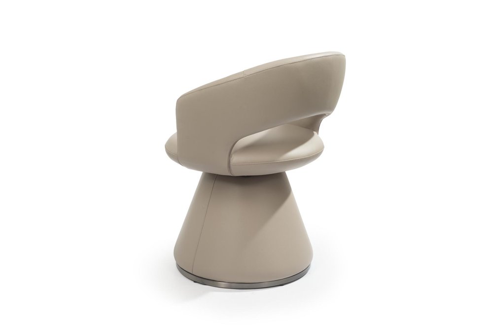 Gray Faux Leather and Steel Open Back Swivel Dining Arm Chair — view 3