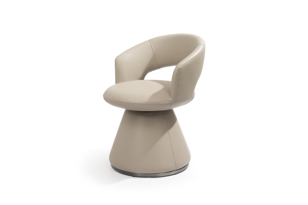 Gray Faux Leather and Steel Open Back Swivel Dining Arm Chair — view 4