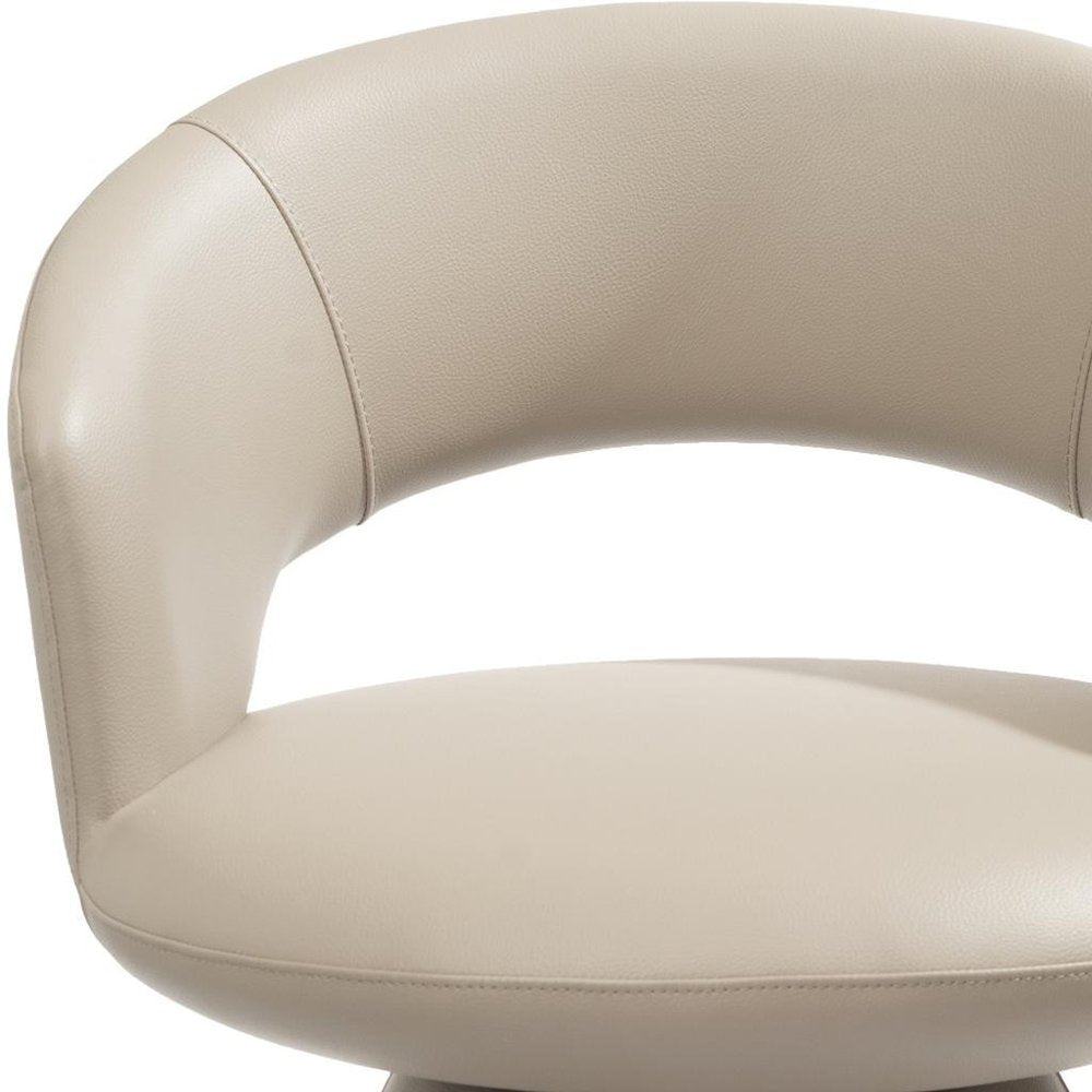 Gray Faux Leather and Steel Open Back Swivel Dining Arm Chair — view 5