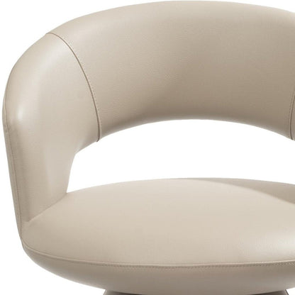Gray Faux Leather and Steel Open Back Swivel Dining Arm Chair
