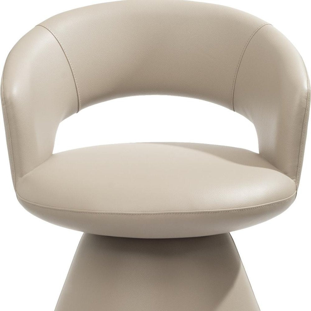 Gray Faux Leather and Steel Open Back Swivel Dining Arm Chair — view 6