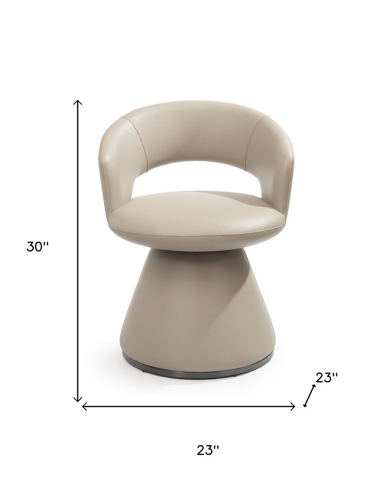 Gray Faux Leather and Steel Open Back Swivel Dining Arm Chair — view 7