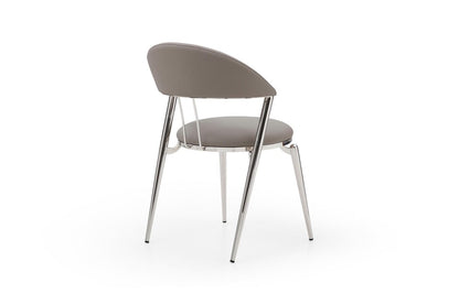 Set of Two Gray and Silver Faux Leather and Stainless Steel Open Back Dining Side Chairs HomeRoots